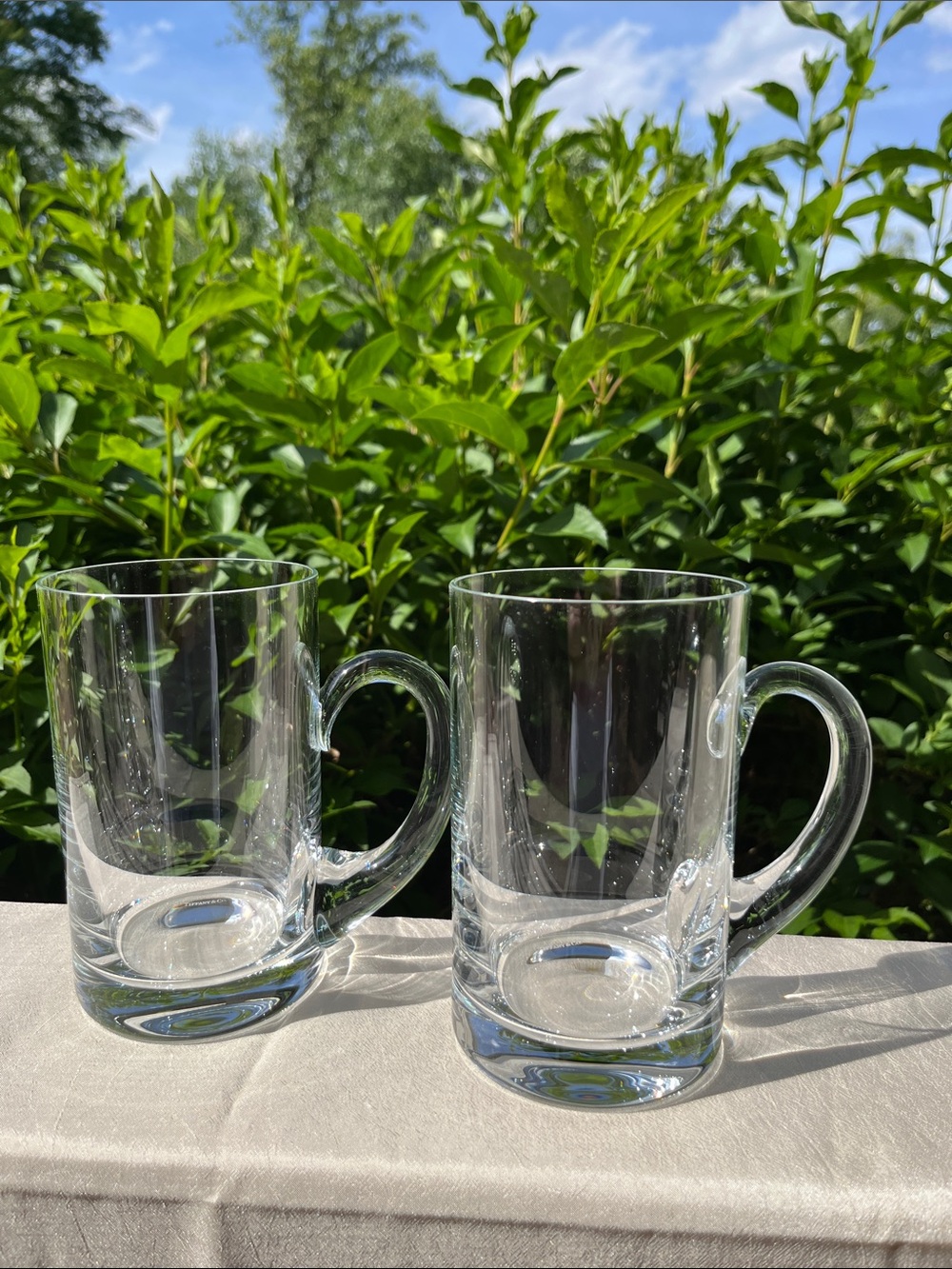 Tiffany & Co Crystal Beer Mugs‎ Set Clear Glass Tall Classic Home Essentials
